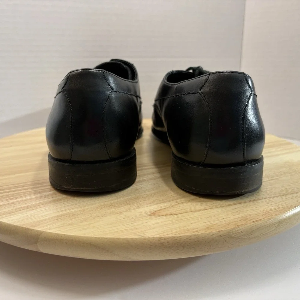 Aston Grey Anthony Black Leather Bicycle Toe Oxfords Men's Size 9.5 Dress Shoes
